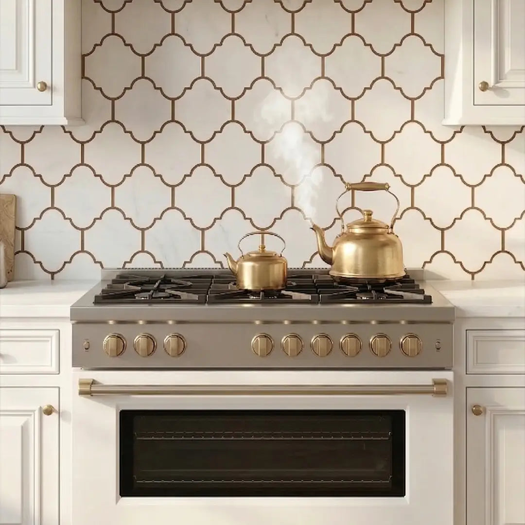 Kitchen Feature Wall Ideas Using 3D Wall Panels and Marble Mosaic Tile