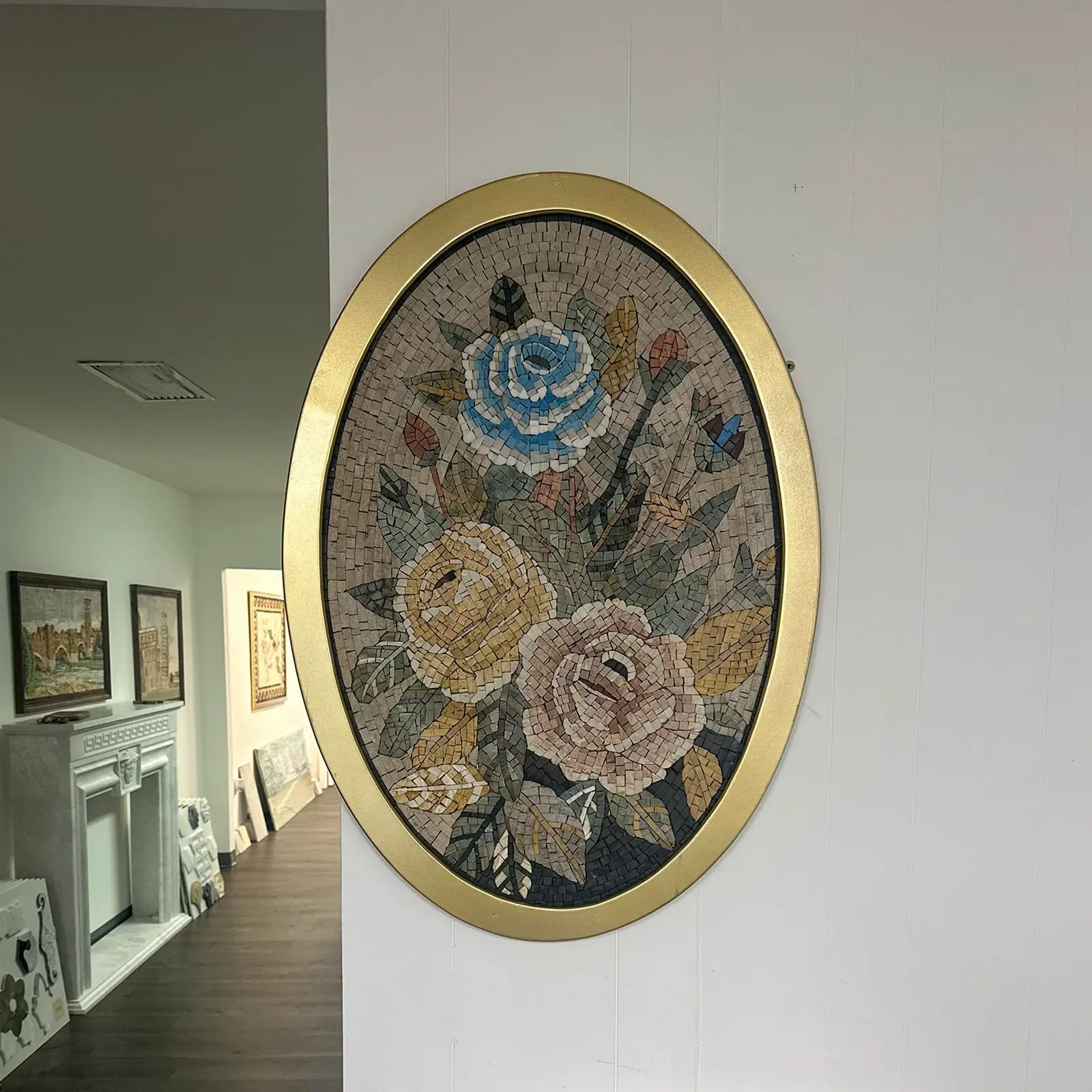Timeless Roses: Ancient Mosaic Wall Art