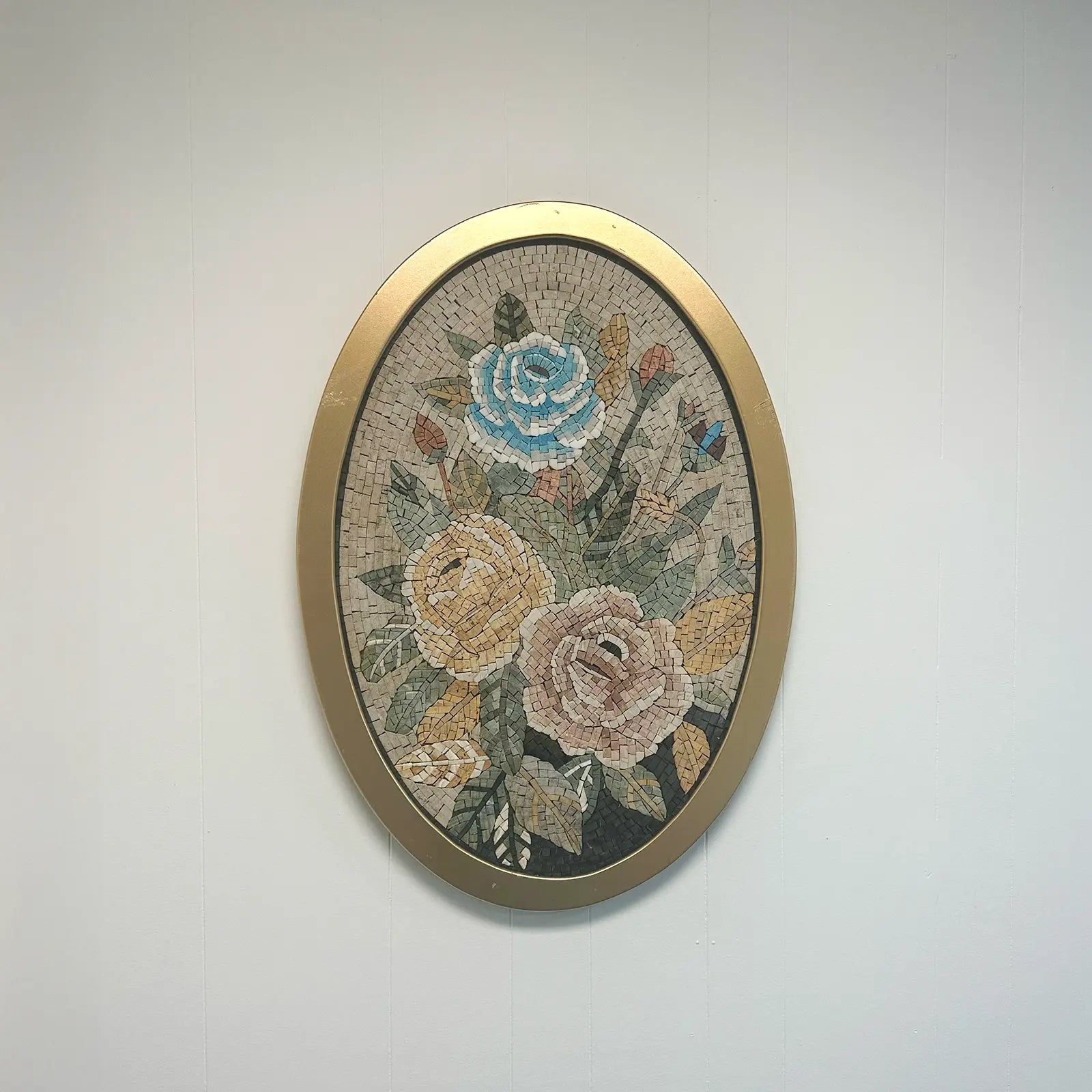 Timeless Roses: Ancient Mosaic Wall Art
