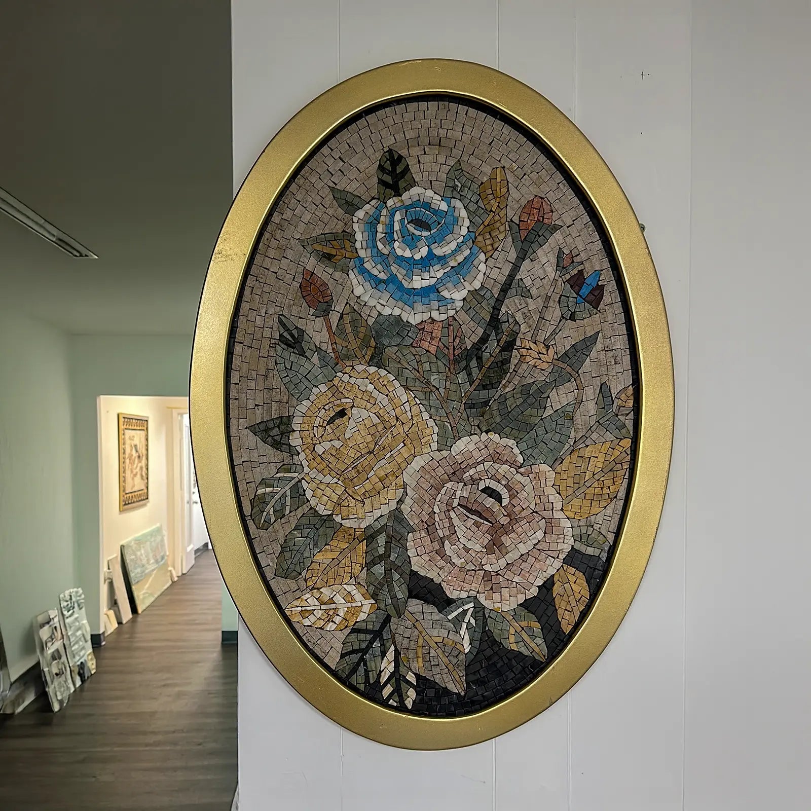Timeless Roses: Ancient Mosaic Wall Art