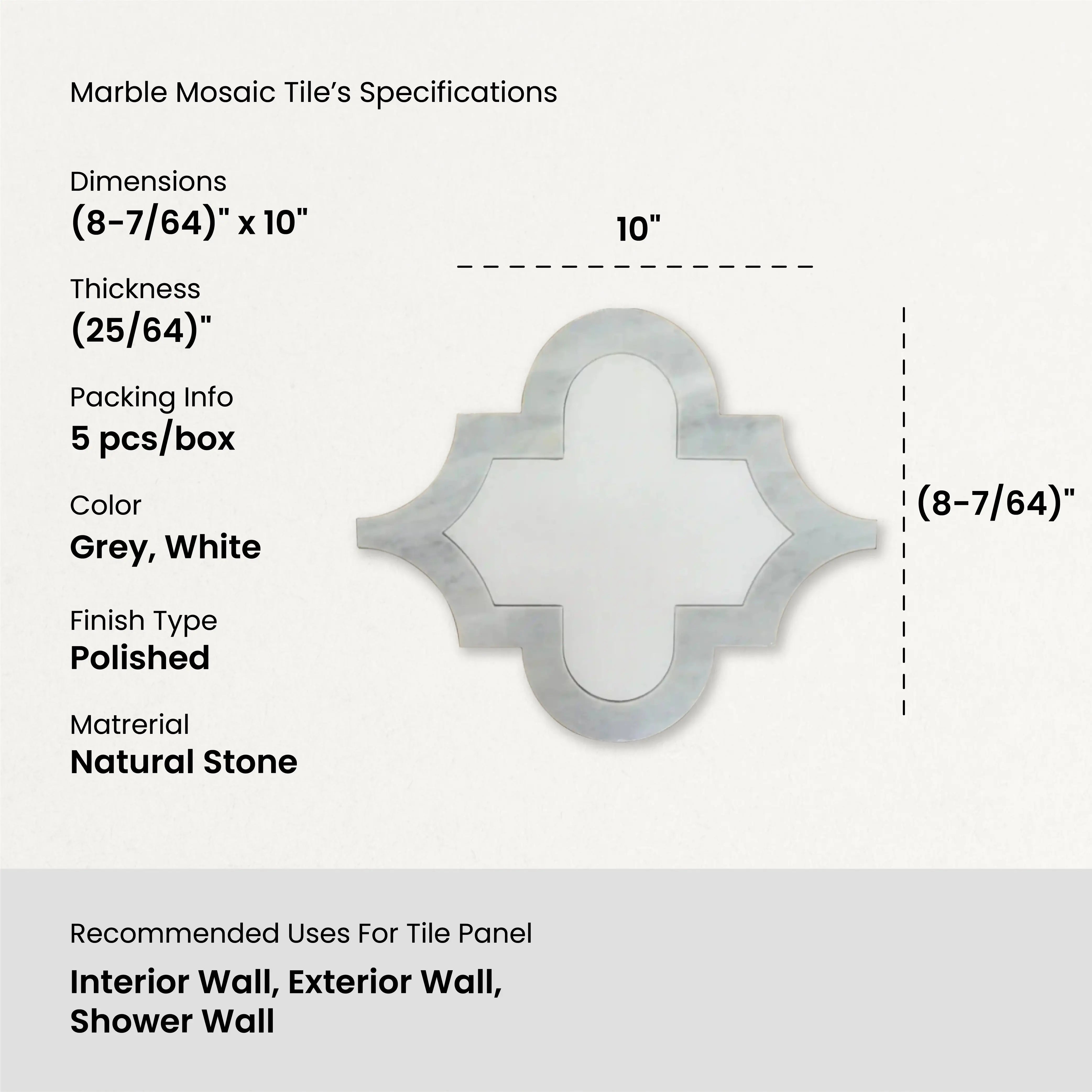 ARES - Waterjet Marble Mosaic Tile (0.308 sqft sheet)