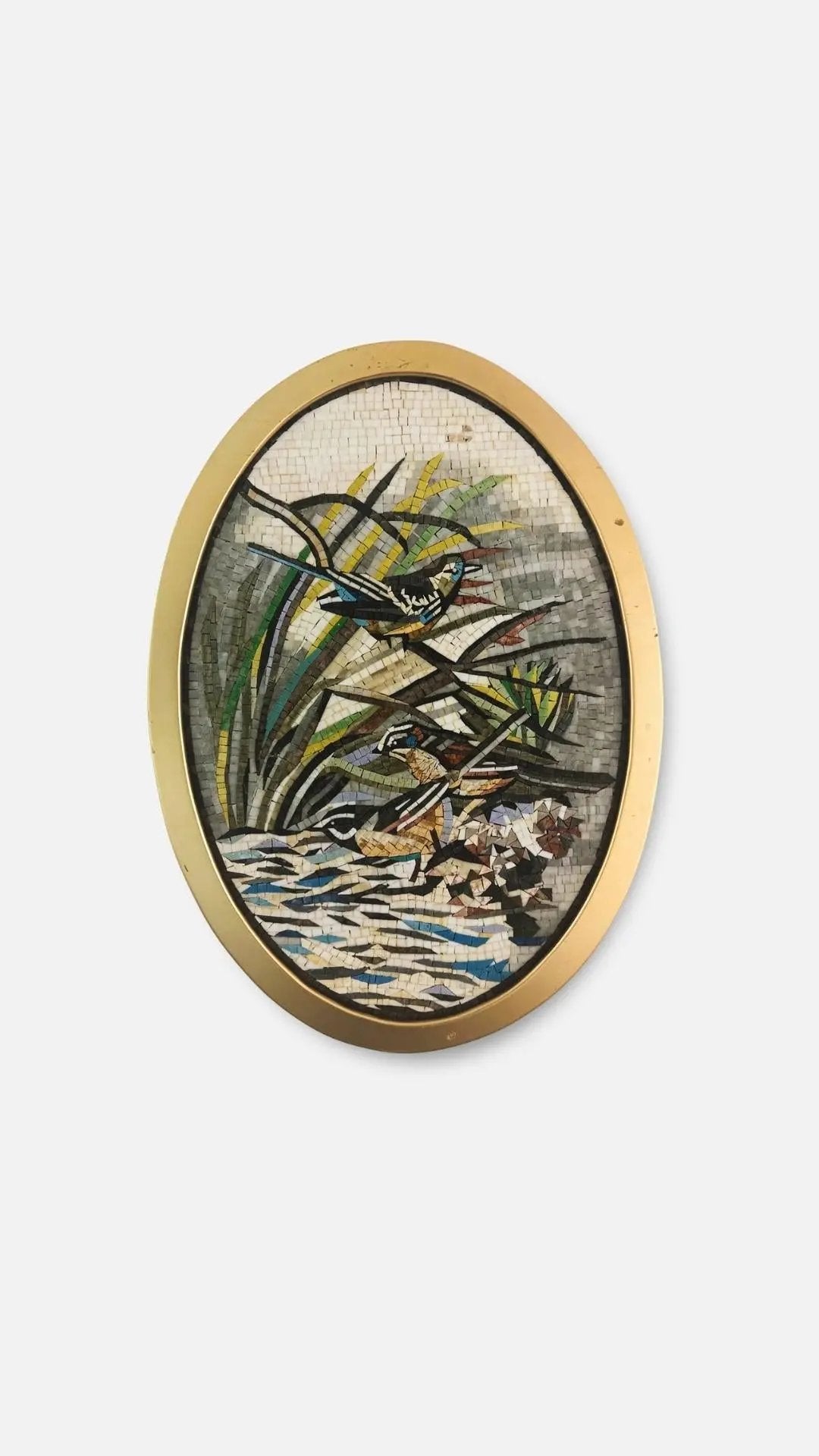 Birds Oval Ancient Mosaic water jet