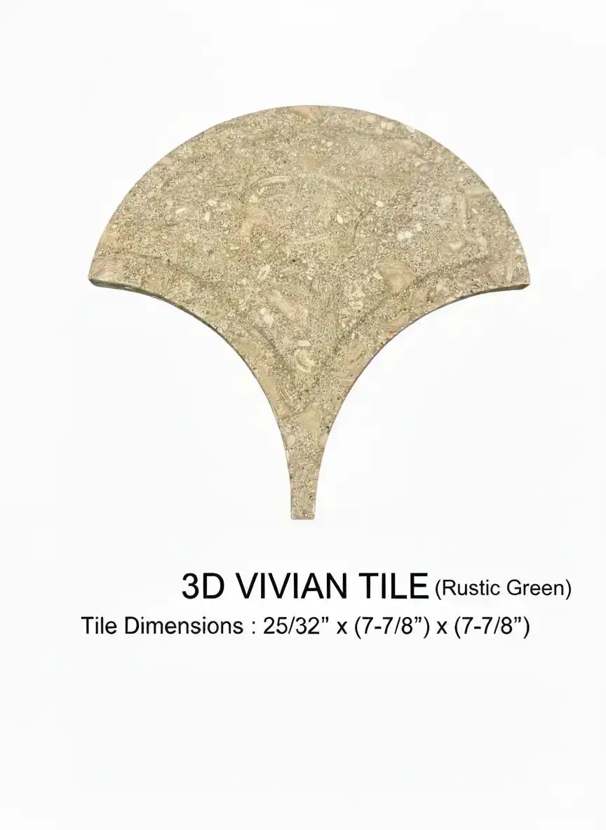 3D Vivian Tile in Rustic Green on a white background
