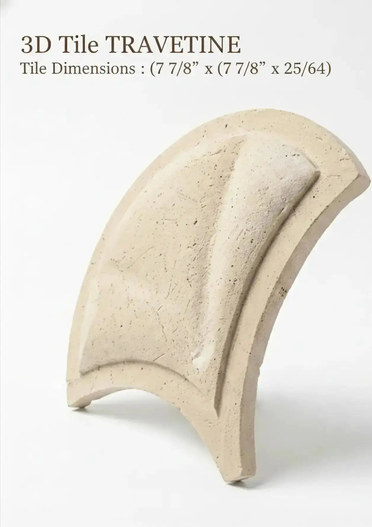3D tile travertine with dimensions on a white background