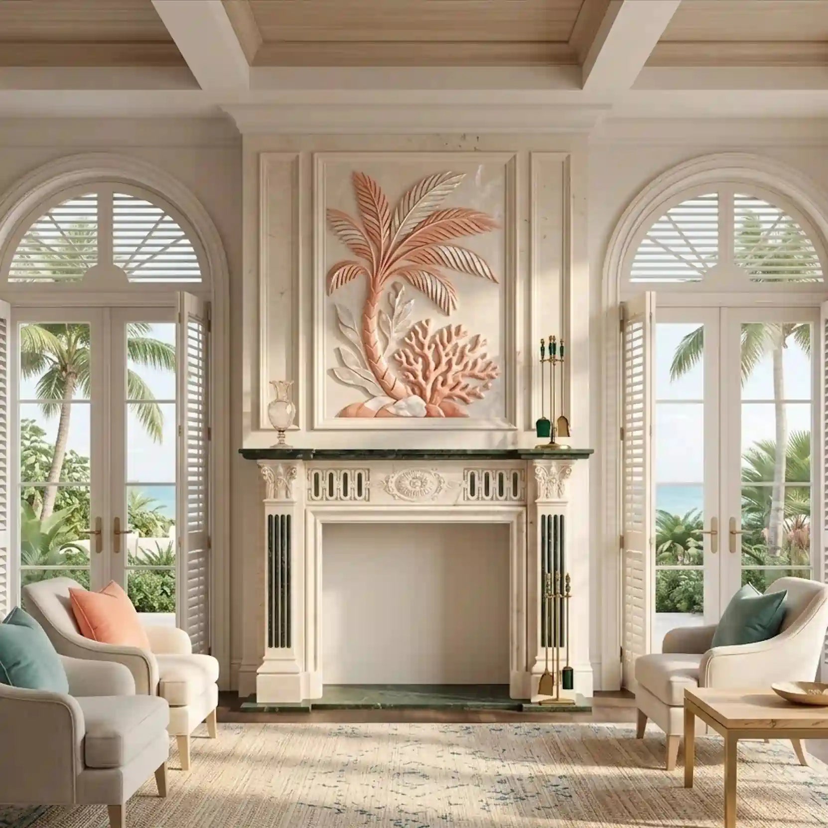 VERONA: Floral Sculpted Marble Mantel-1-bespoke - MISBELL DESIGN