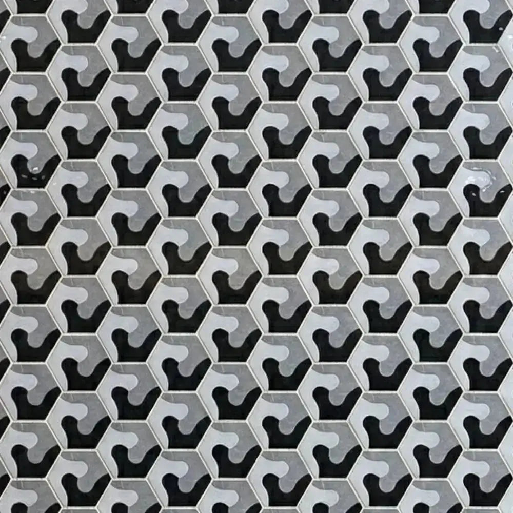 Hexagonal pattern with black and gray shapes on a textured background tile inc
regrouting
floors and walls
universal tile
laying tile
tile center
quality tile
the tile shop near me