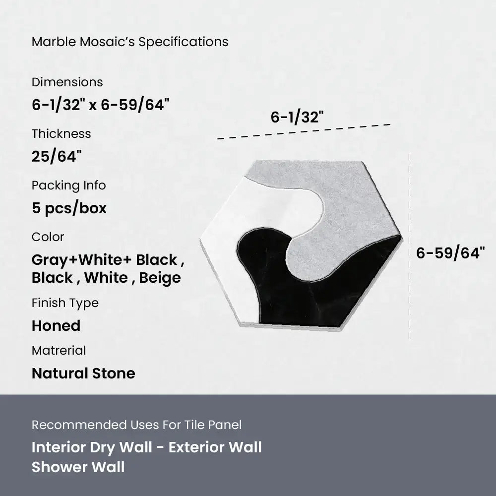 Marble mosaic tile specifications with dimensions and color options on a gray background.misbel house of tiles
tile refinishing
tile installers
classic tile
tile showroom
tile suppliers
tile installers near me