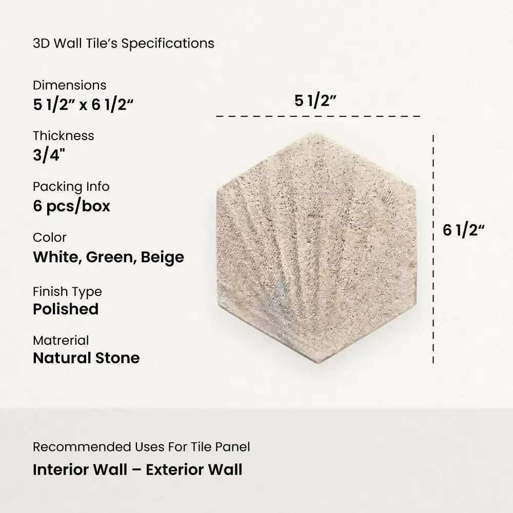 CONCHA - 3D Wall Tile (0.196 sqft sheet)
