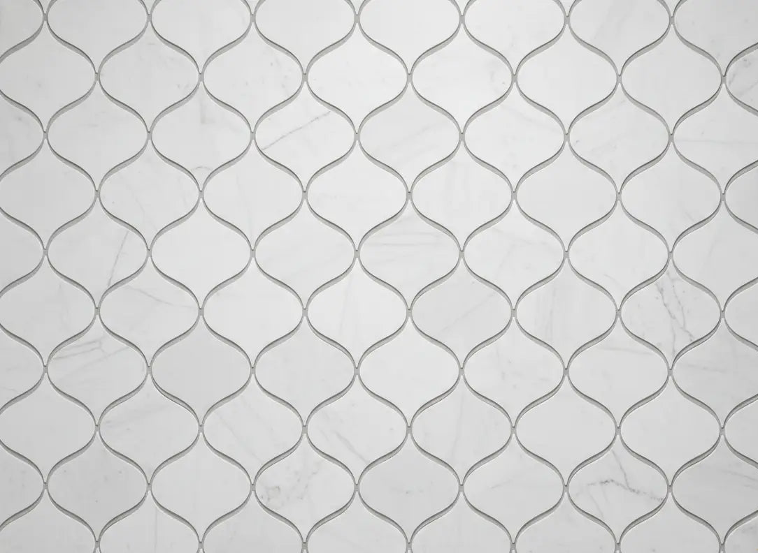 Patterned tile with wavy lines on a light gray background