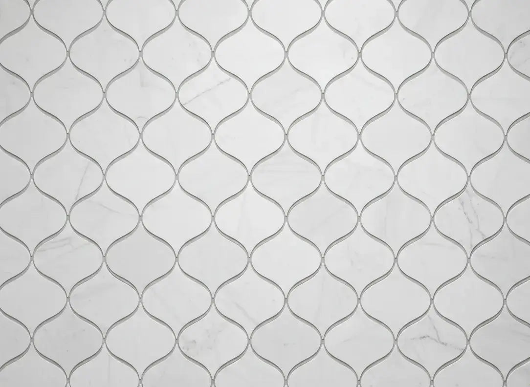 Patterned tile with wavy lines on a light gray background