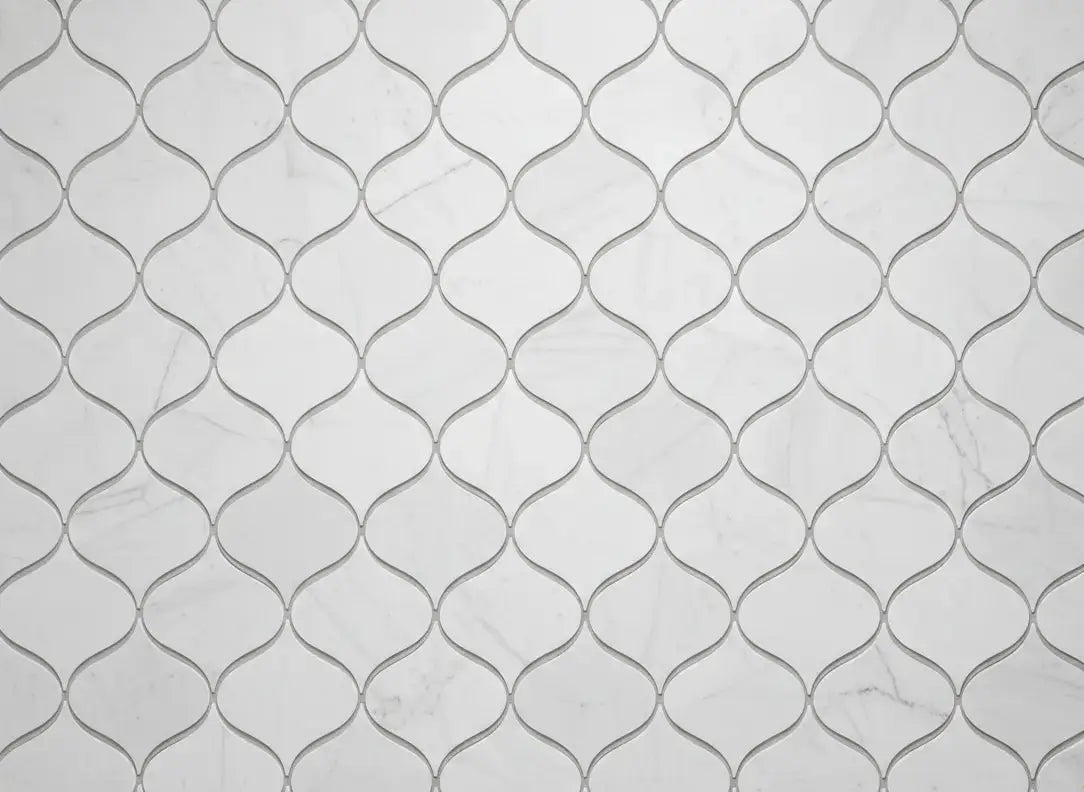 Patterned tile with wavy lines on a light gray background