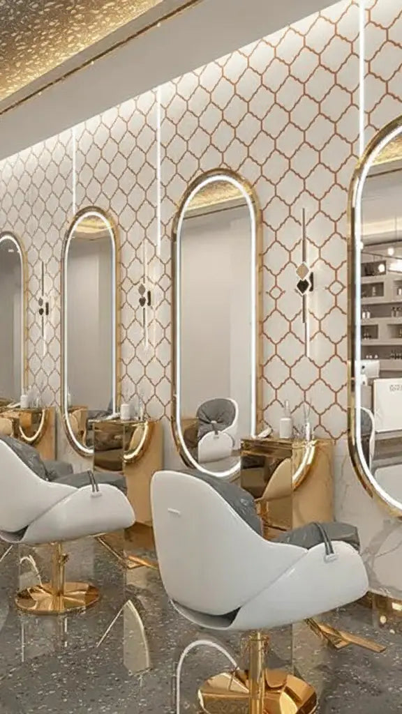 Salon interior with mirrors and chairs against a decorative wall. misbell- tile contractor near me
my tiles
regrouting shower tile
high end tile
the marble
marble palace
marble line
marble kitchen worktops