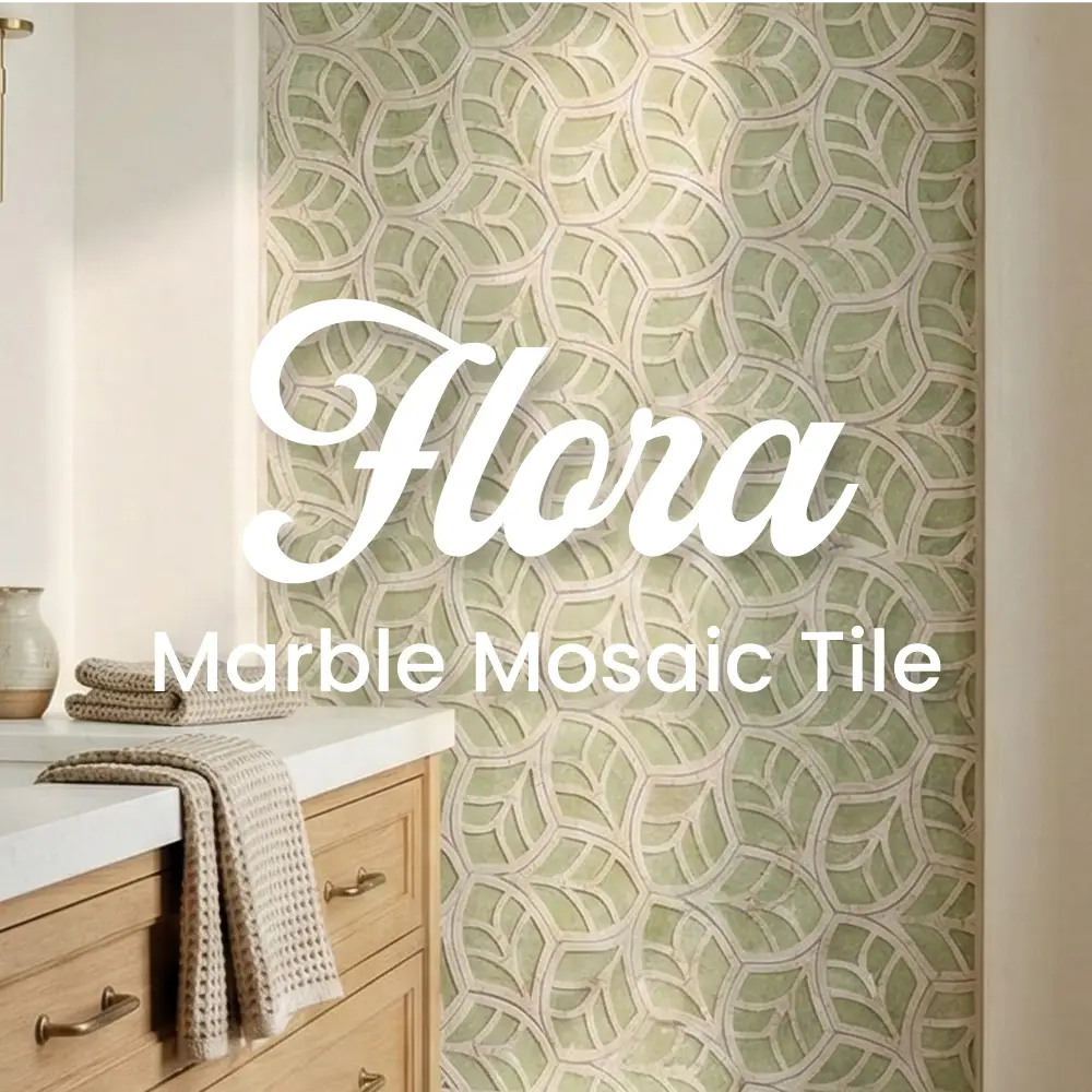 Bathroom with 'Flora' marble mosaic tile on the wall
house of tiles casa de los azulejos
tile refinishing reacabado de azulejos