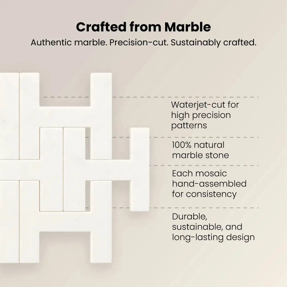 ICARUS - Waterjet Marble Mosaic Tile( 0.718 sqft sheet ) Wall Marble Tile