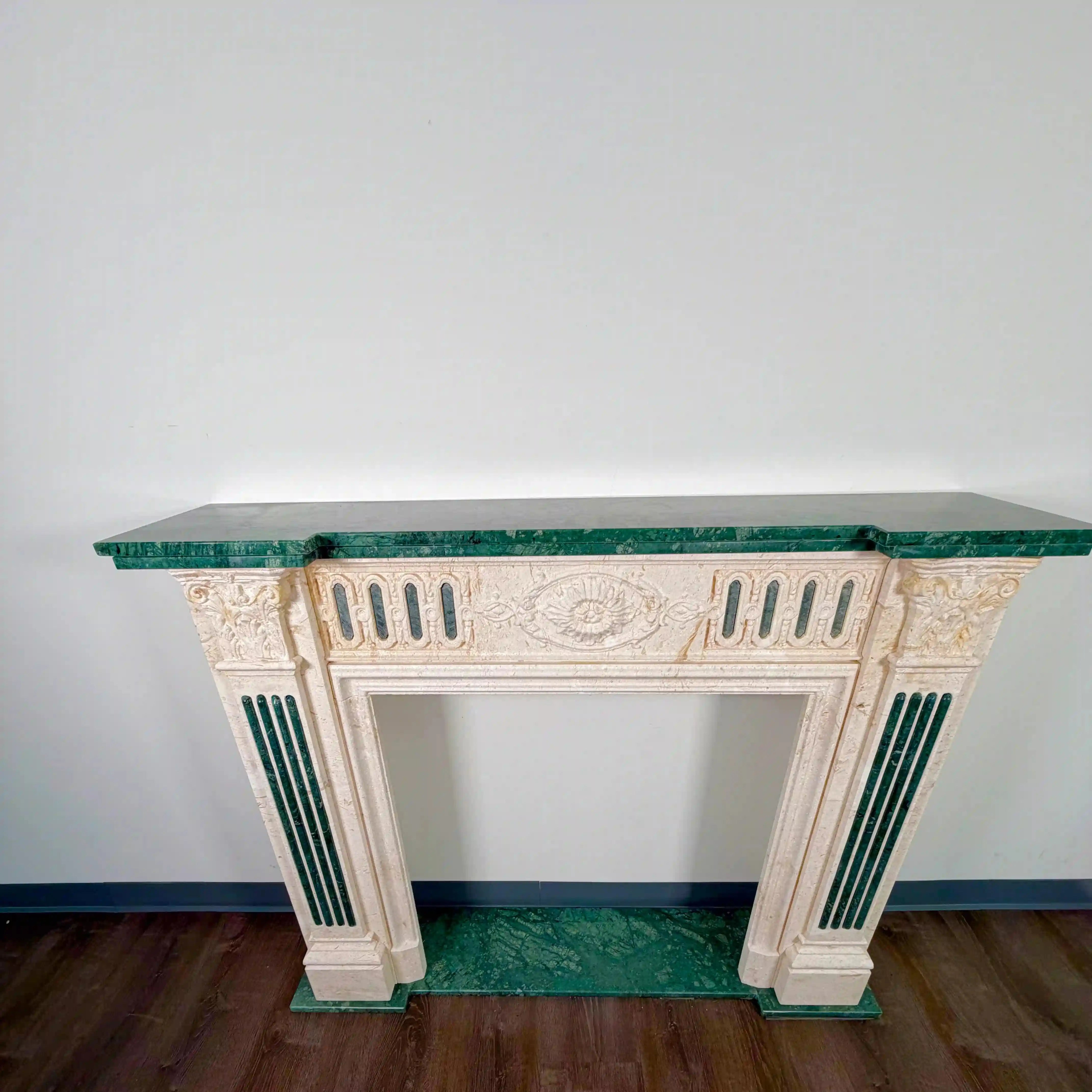 VERONA: Floral Sculpted Marble Mantel-3 - MISBELL DESIGN