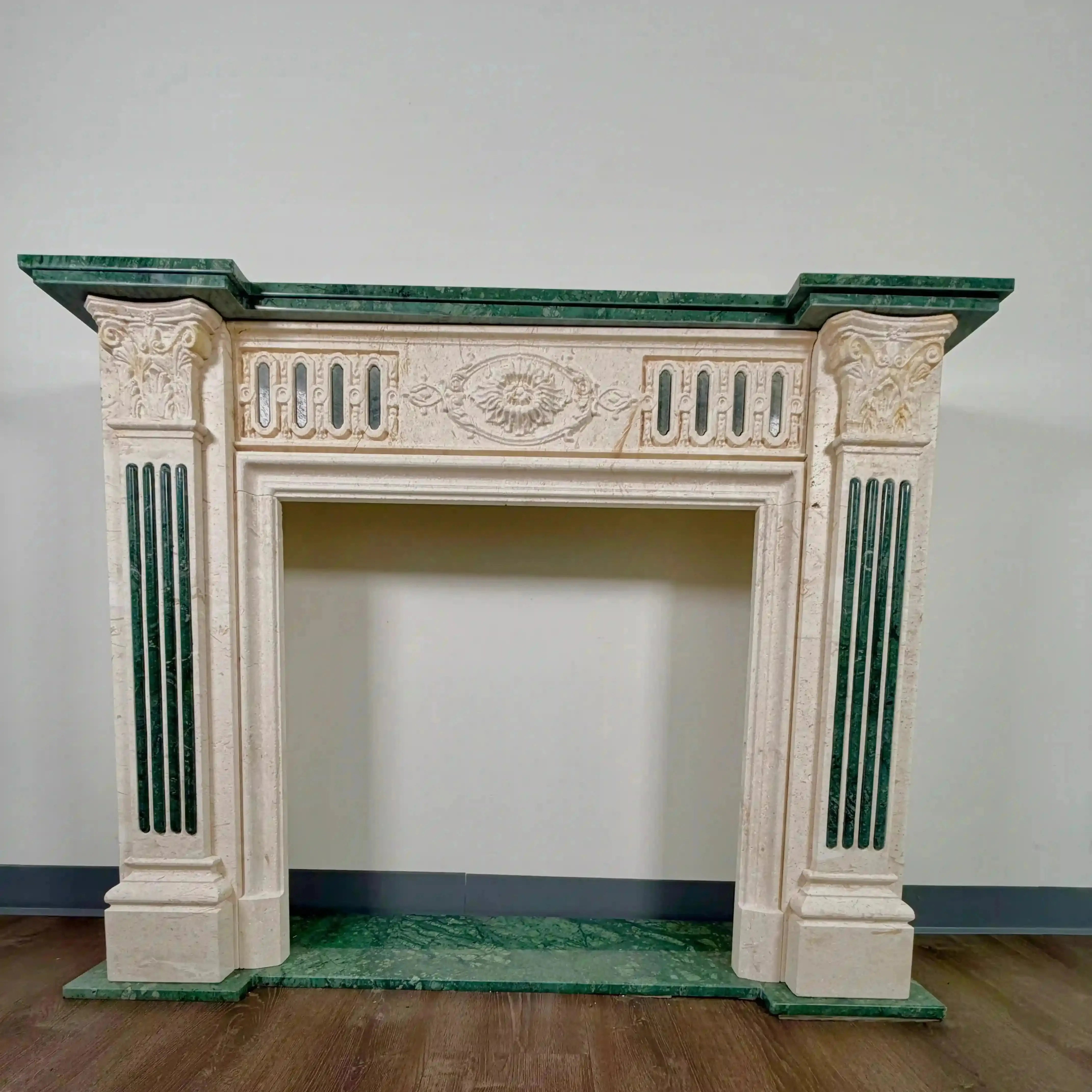 VERONA: Floral Sculpted Marble Mantel-2 - custom-MISBELL DESIGN