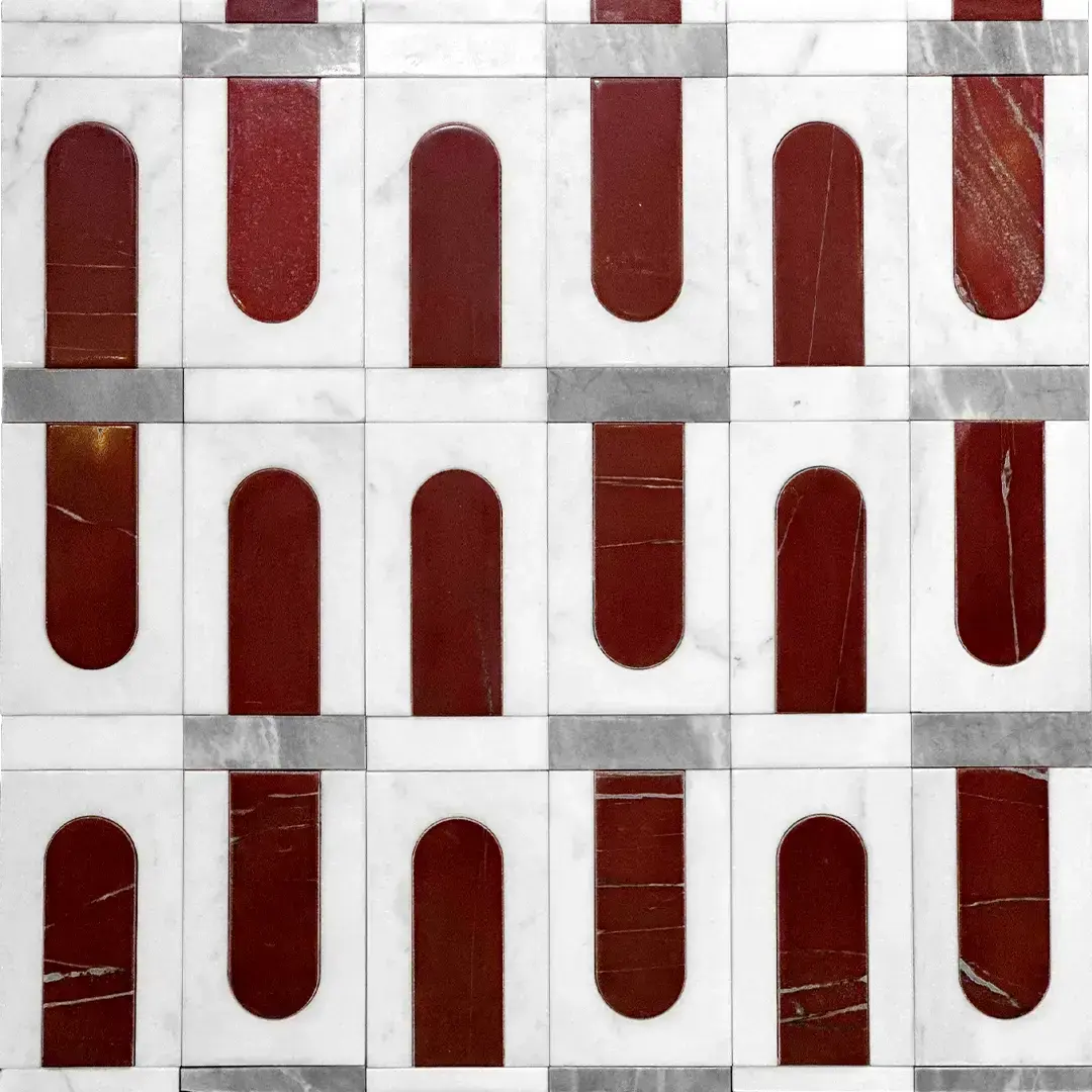 Carrara White & Levanto & Thoro Gray waterjet mosaic