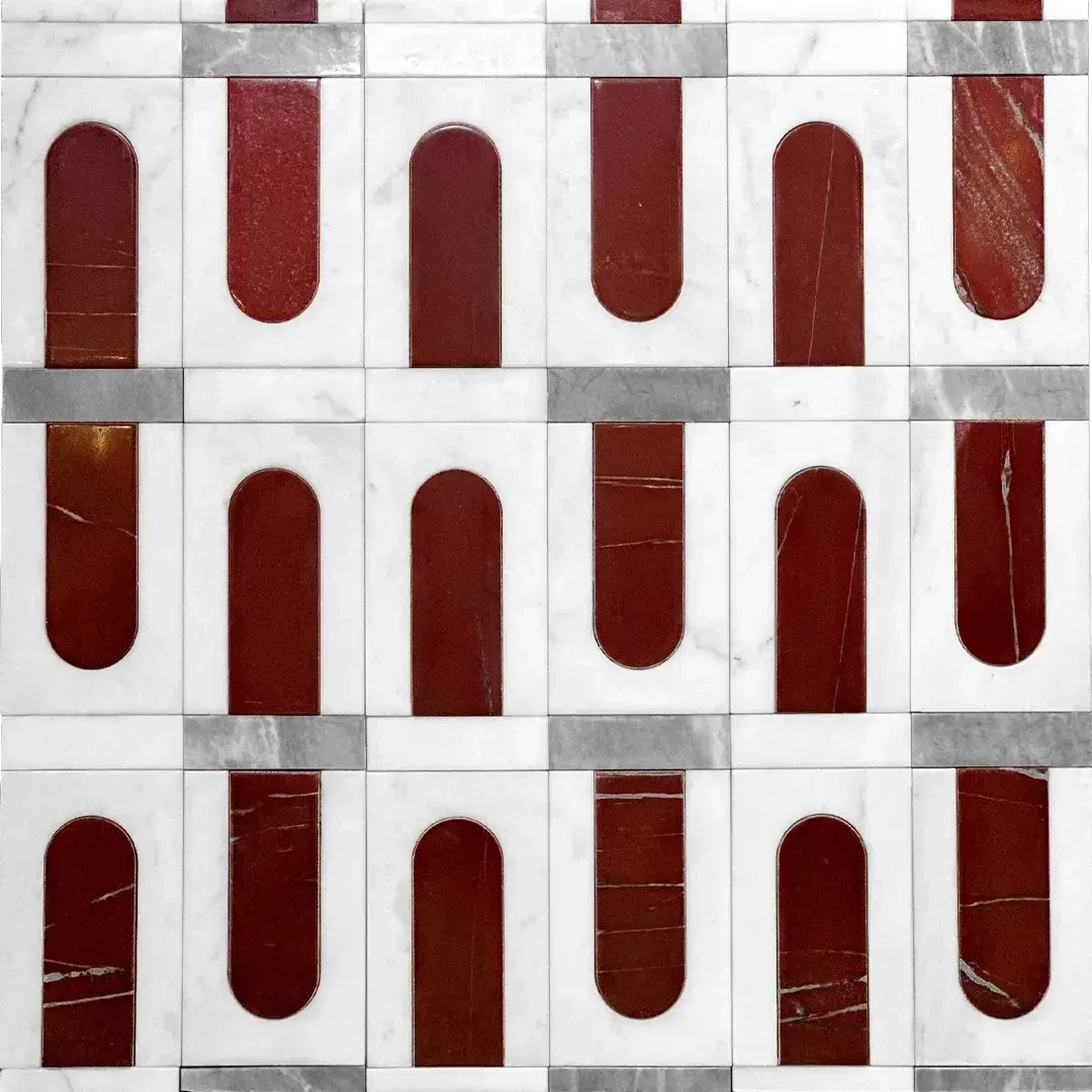 Carrara White & Levanto & Thoro Gray waterjet mosaic