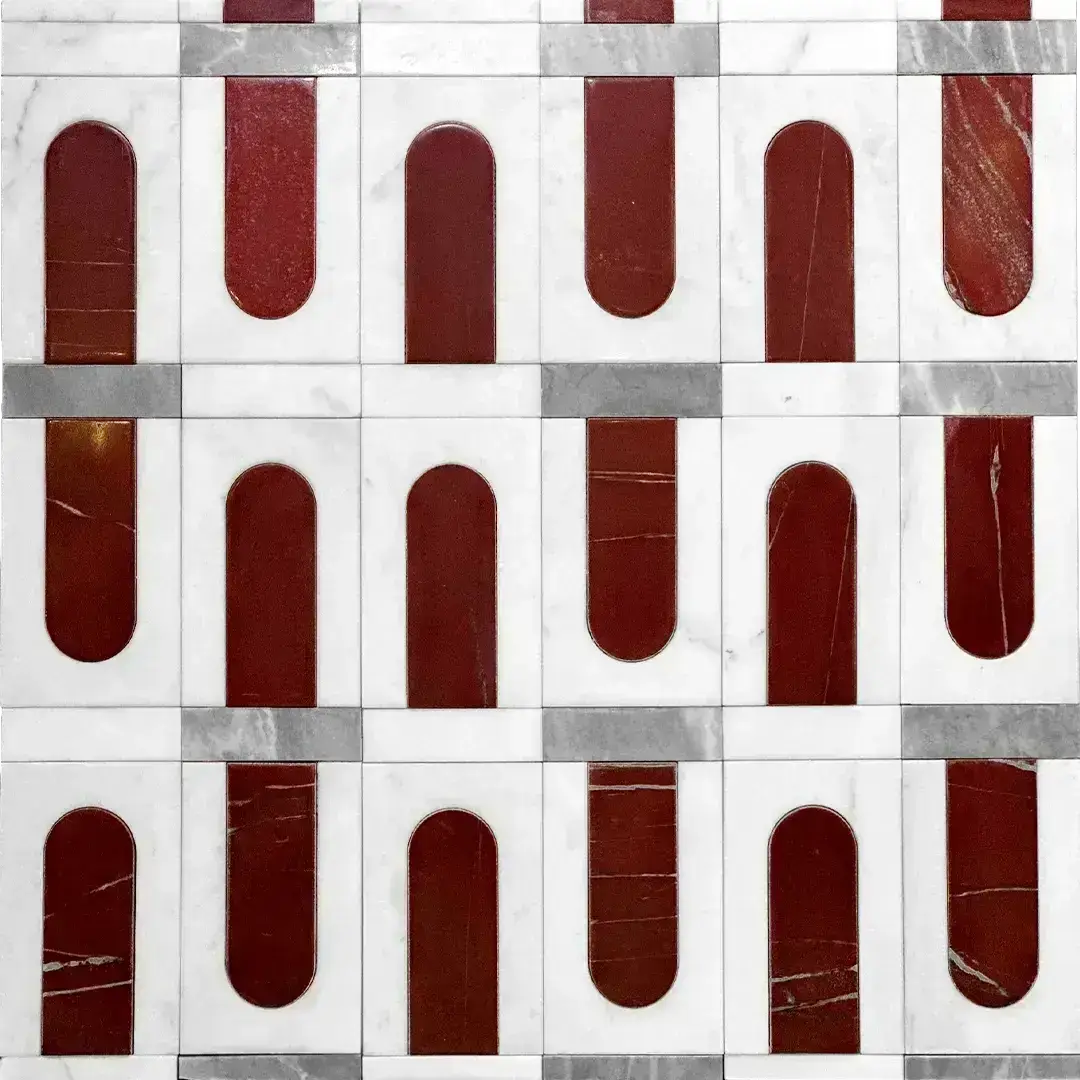 Carrara White & Levanto & Thoro Gray waterjet mosaic