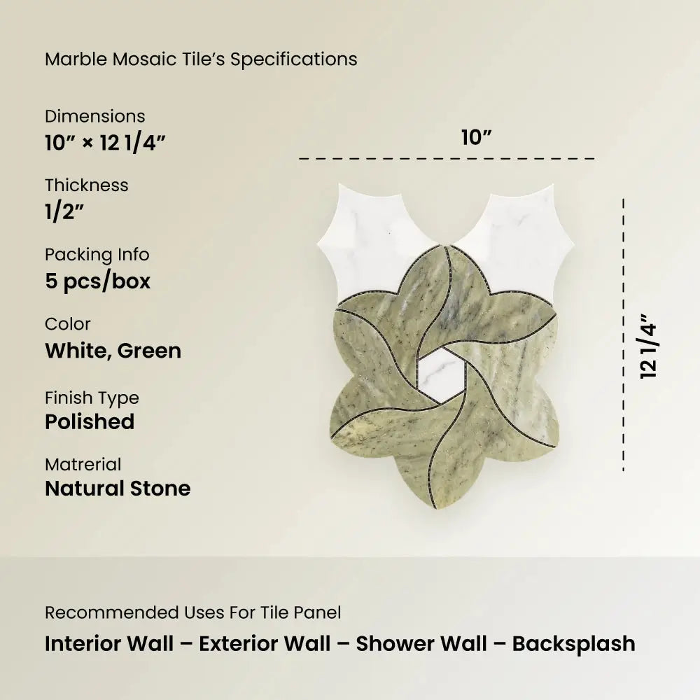 PHYLLIS - Marble Mosaic Tile( 0.598 sqft sheet )