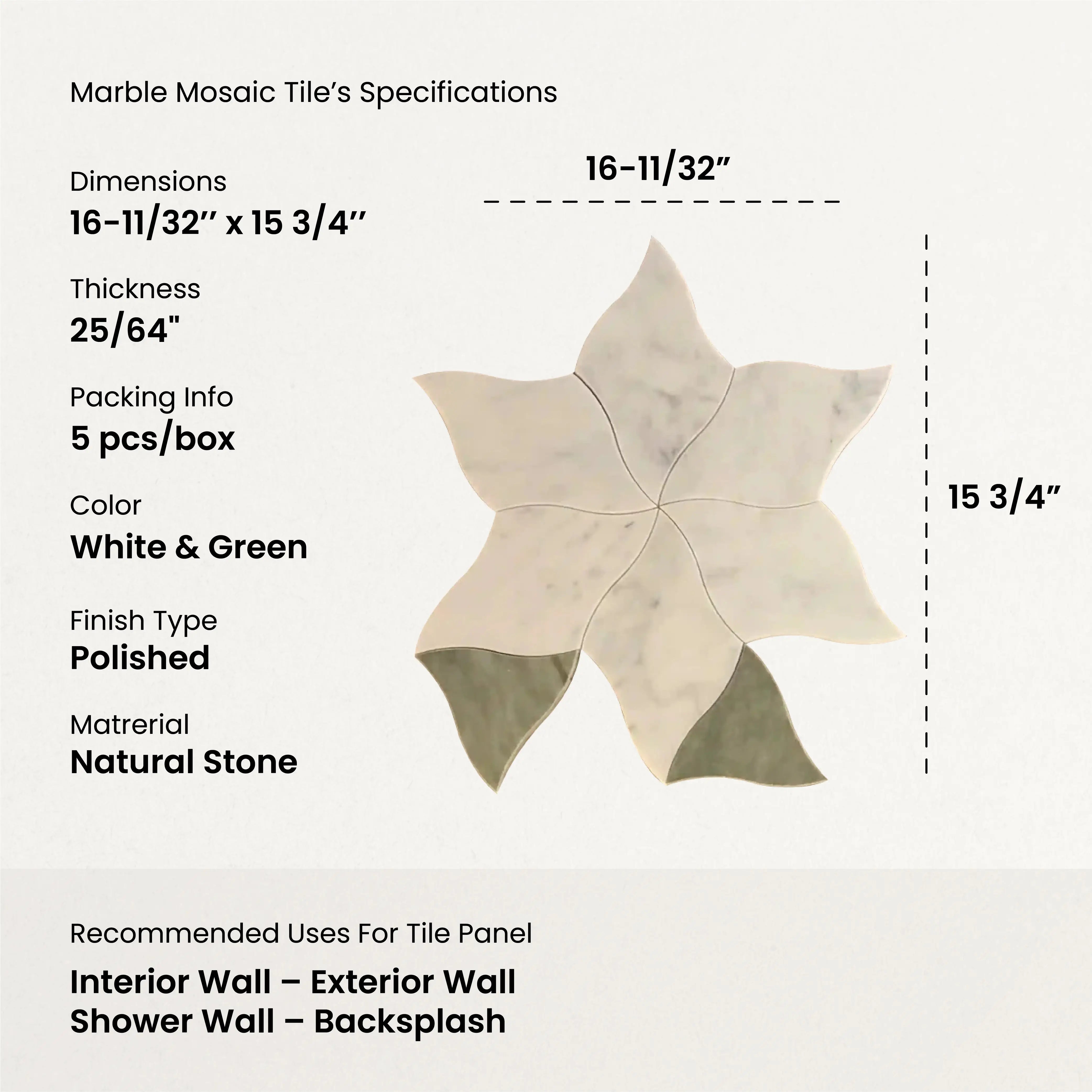 SELENA - Waterjet Marble Mosaic Tile(0.98 sqft sheet )