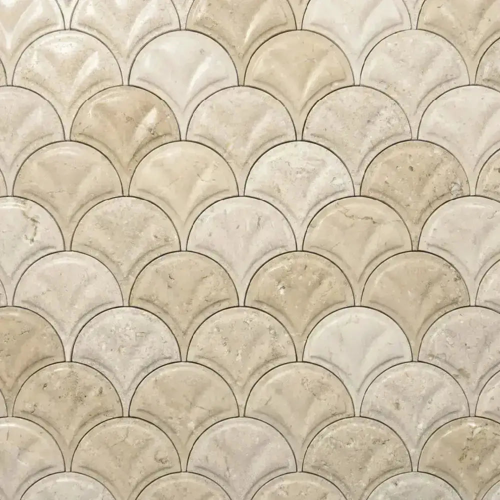 Beige and brown scallop shell pattern 3d wall tile