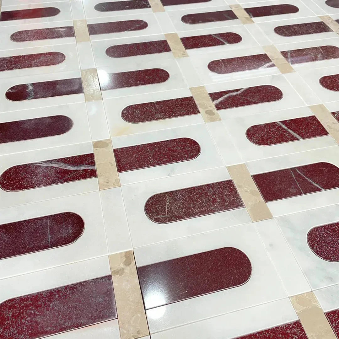 Carrara White & Levanto & Hera Beige waterjet