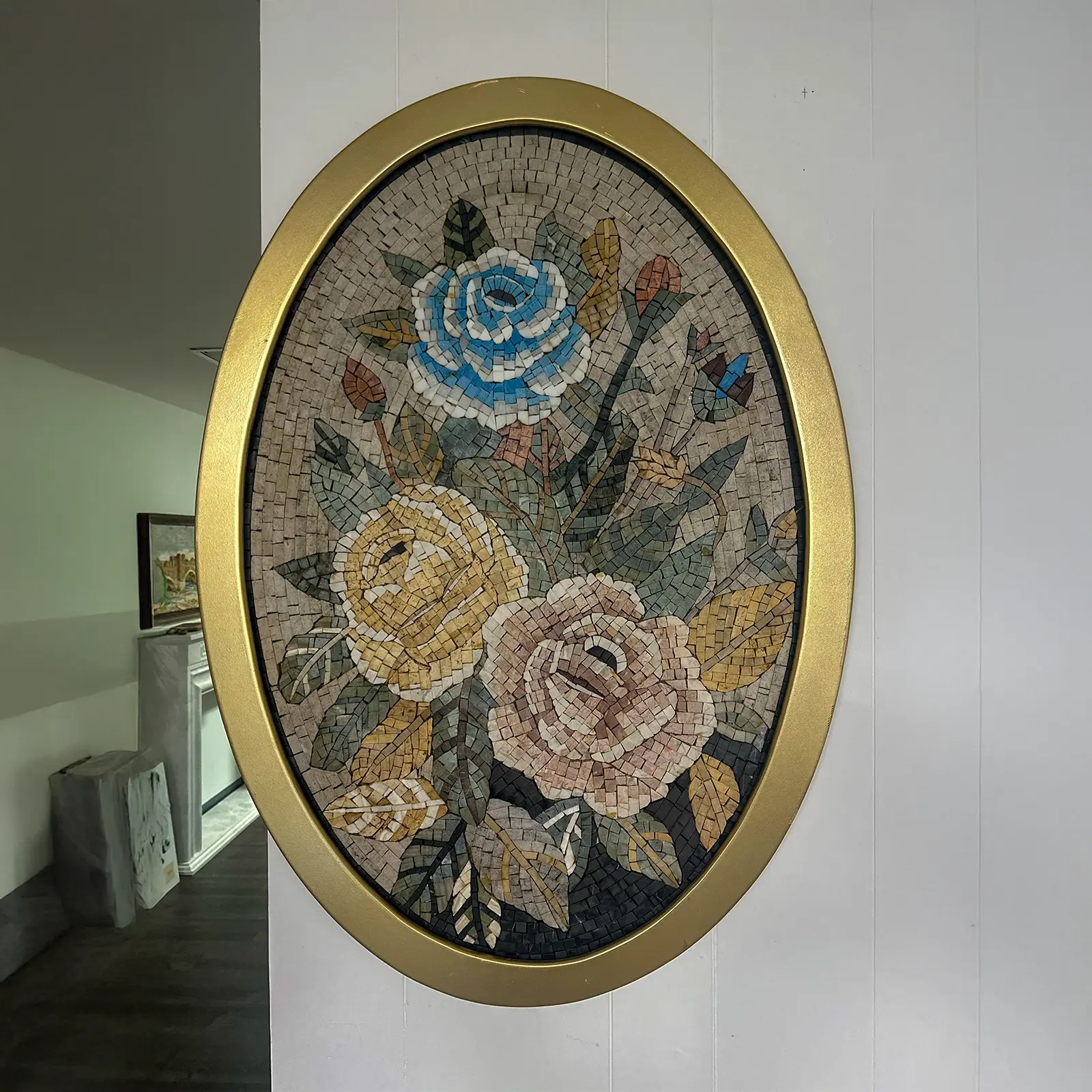 Timeless Roses: Ancient Mosaic Wall Art