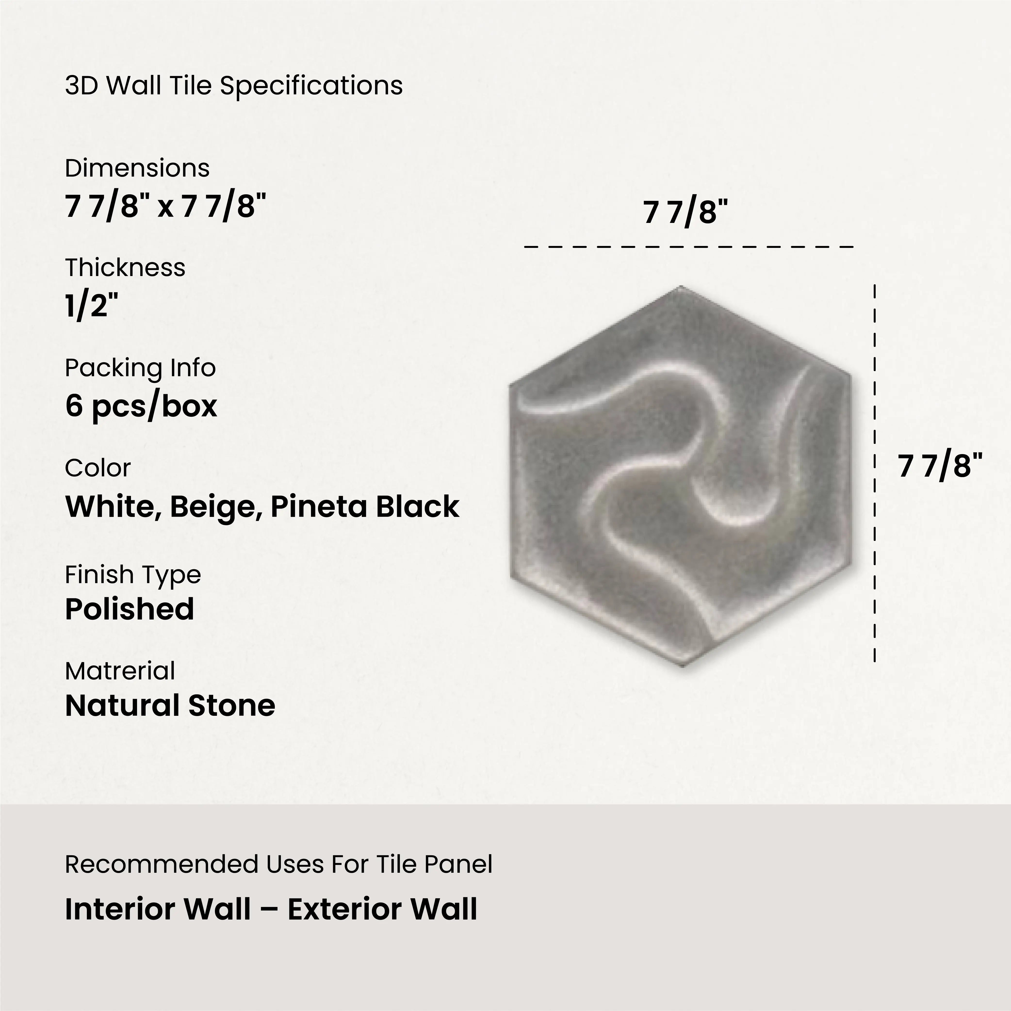 VIVIAN: Azulejo de pared 3D (0.02 m² / unidad)