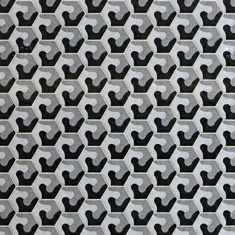 Pattern of black and gray geometric shapes on a textured background