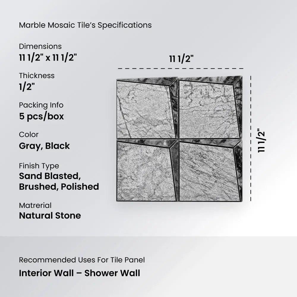 DAIMON - Waterjet Marble Mosaic Tile (0.898 sqft sheet)