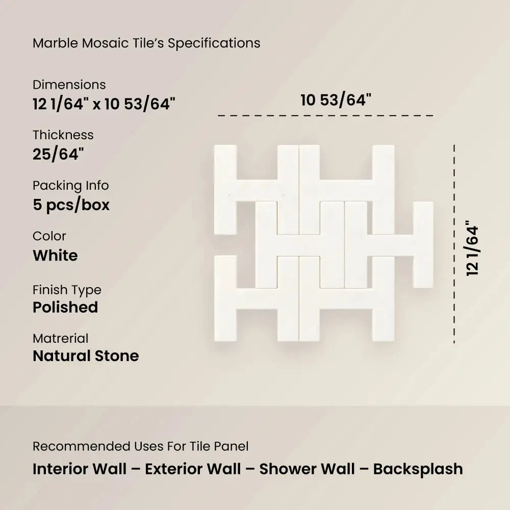 ICARUS - Waterjet Marble Mosaic Tile( 0.718 sqft sheet ) Wall Marble Tile