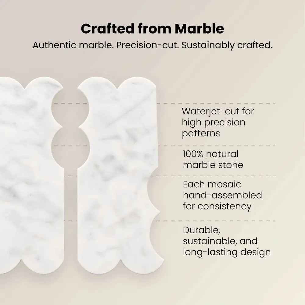 MITHRA - Waterjet Marble Mosaic Tile ( 0. 270 sqft sheet )