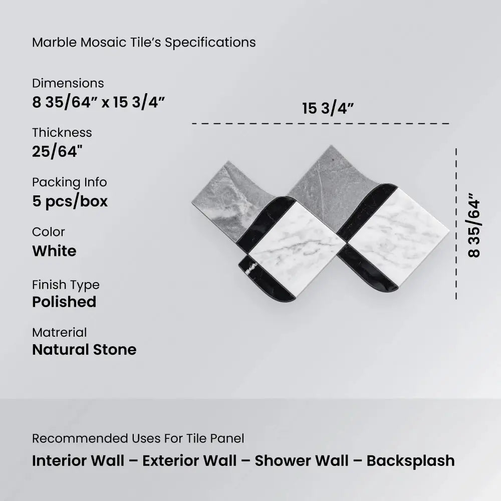 NIOBE - Waterjet Marble Mosaic Tile ( 0.490 sqft sheet)