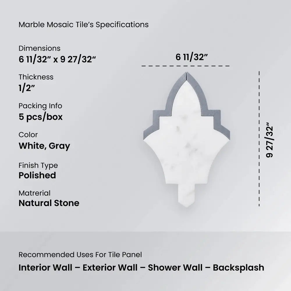PHOEBE - Waterjet Marble Mosaic Tile ( 0.245 sqft sheet )