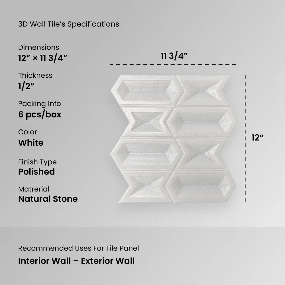 THEODORE - 3D Wall Tile ( 1.076 sqft sheet)