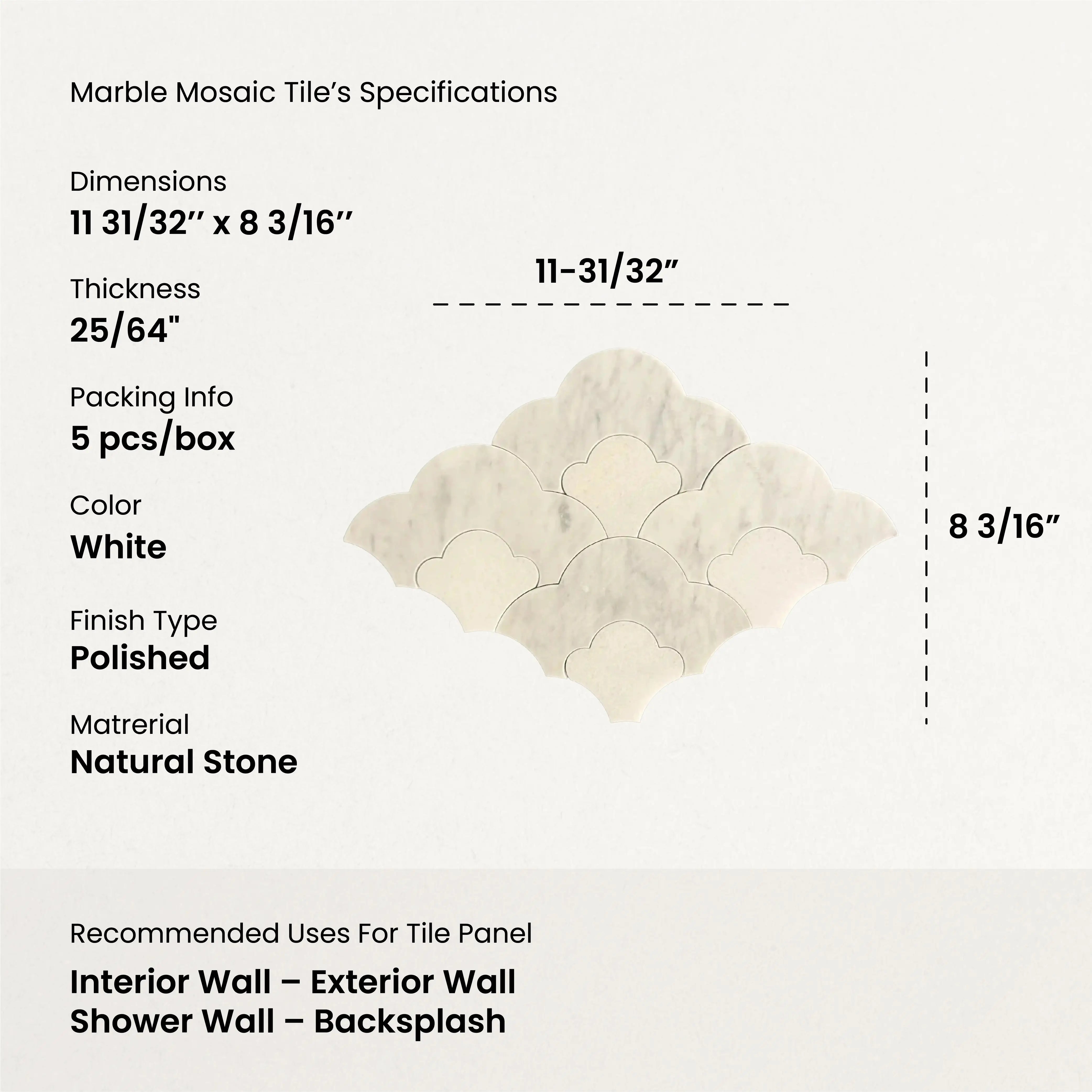 TIARA - Waterjet Marble Mosaic Tile (0.360 sqft sheet)