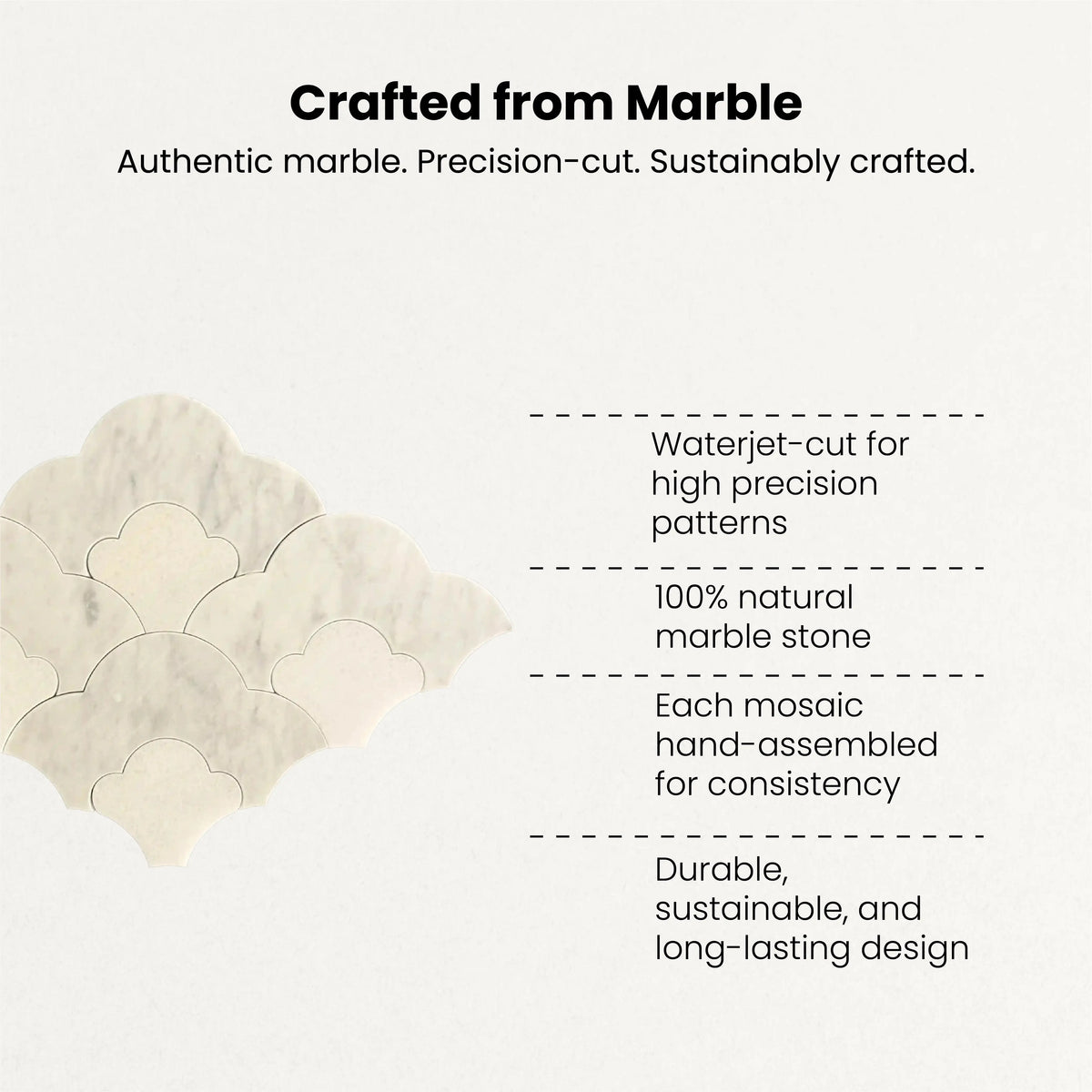 TIARA - Waterjet Marble Mosaic Tile (0.360 sqft sheet)